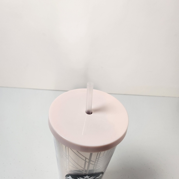 STARBUCKS Venti Cold Cup Tumbler Rose Gold Pink Lid No Straw 2017 Holiday - Picture 4 of 7